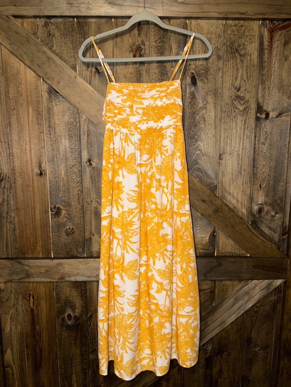 By The River Yellow & White Floral Spaghetti Strap Maxi Dress